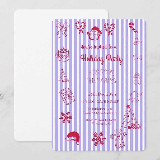 Convites Festa de férias com traje manual (Frente/Verso)