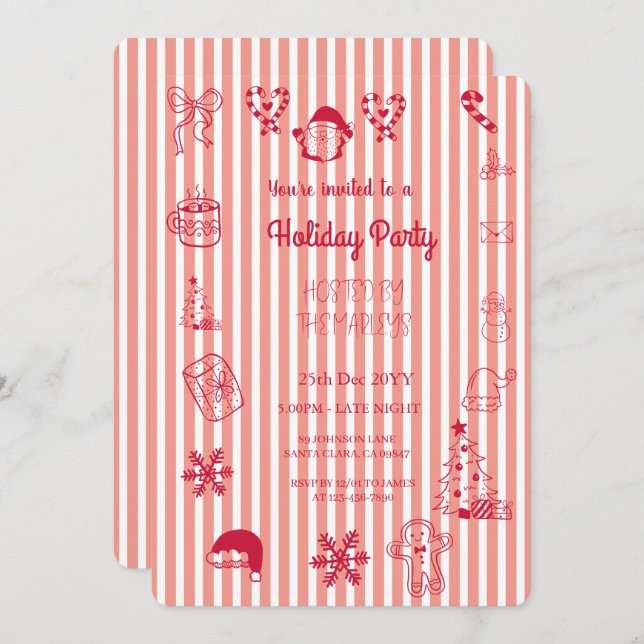 Convites Festa de férias com traje manual (Frente/Verso)