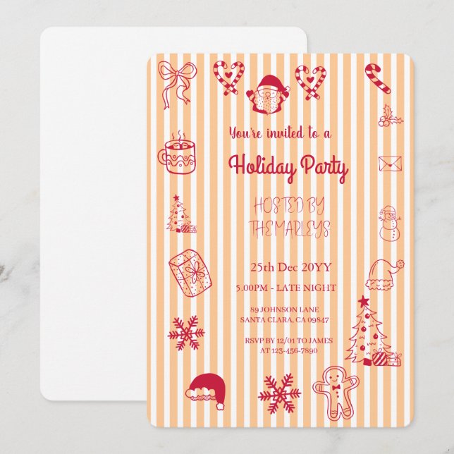 Convites Festa de férias com traje manual (Frente/Verso)