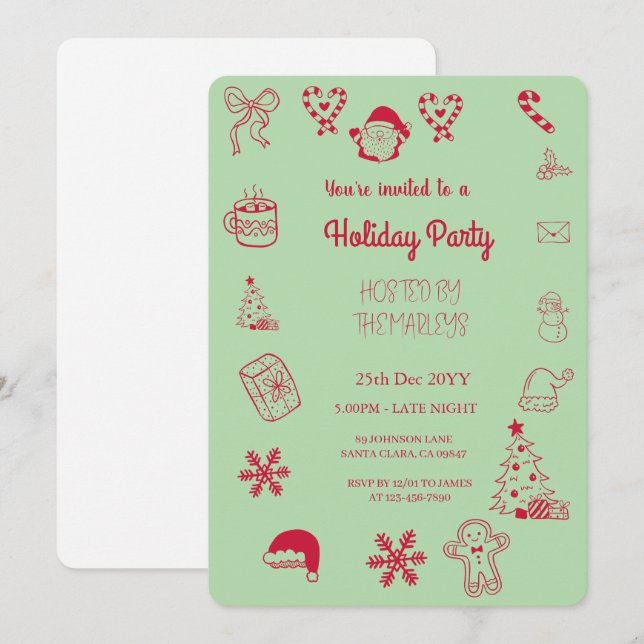 Convites Festa de férias com traje manual (Frente/Verso)