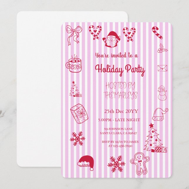 Convites Festa de férias com traje manual (Frente/Verso)