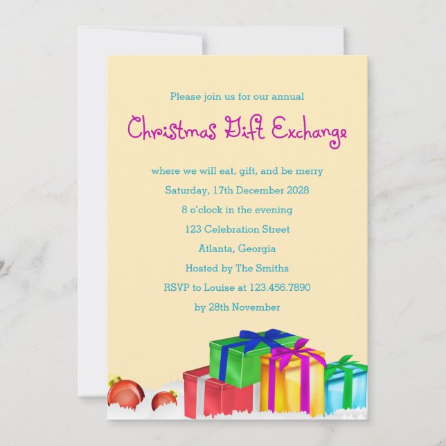 Convites Festa de Férias Corporativas de Troca de Presentes (Frente)