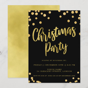 Convites Festa de Férias Corporativas Dourada no Natal Negr