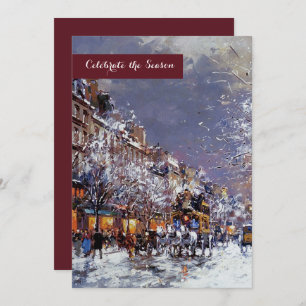 Convites Festa de Férias da Cena Parisiense Vintage Winter