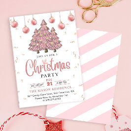 Convites Festa de Férias das Árvores de Natal Rosa