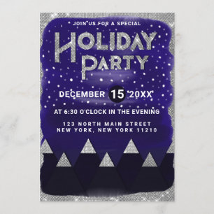 Convites Festa de Férias das Montanhas de Neve Blue Silver