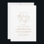 Convites Festa de Férias de Caligrafia Dourada Delicada<br><div class="desc">Esta delicada carta de convite para festas de caligrafia em ouro é perfeita para um evento de férias moderno. A design romântica minimalista apresenta uma magnífica e elegante tipografia amarela ouro champanhe num fundo branco com um aspecto simples e limpo.</div>