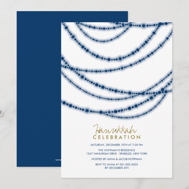 Convites Festa de Férias de Celebração de Hanukkah Blue Spa (Frente/Verso)