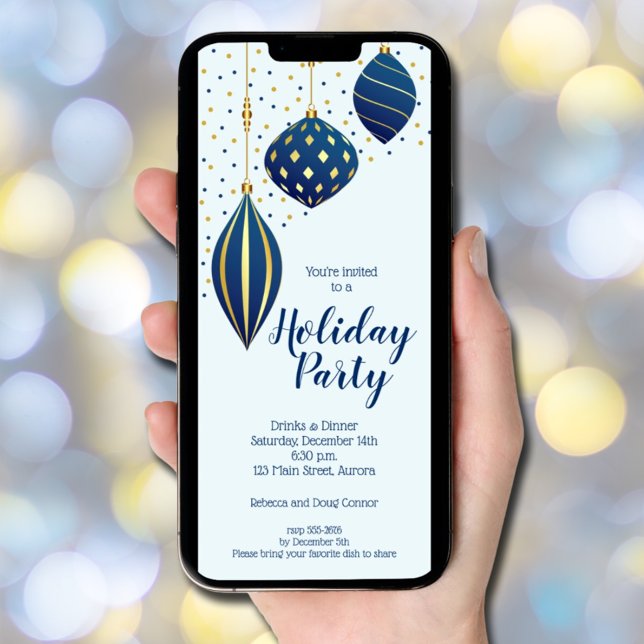 Convites Festa de Férias de enfeites de natal (Christmas Ornaments Holiday Party Invitations - INSTANT DOWNLOAD and/or PRINTED)