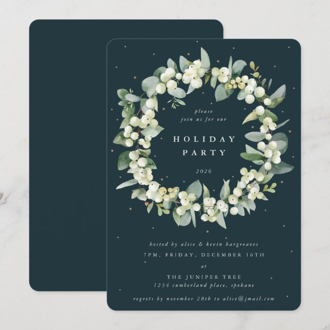 Convites Festa de Férias de Férias de Férias Verdes+Eucalyp (Frente/Verso)