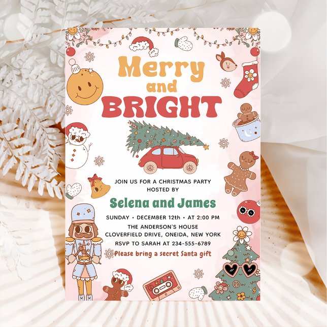 Convites Festa de Férias de Natal feliz E Brilhante (Criador carregado)