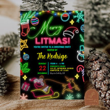 Festa de Férias de Papais noeis Neon de Natal feli