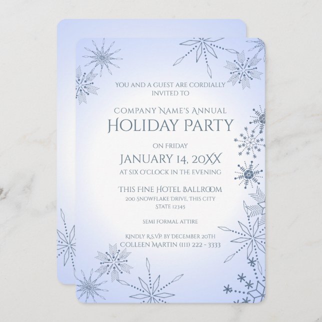 Convites Festa de Férias do Floco de Neve de inverno (Frente/Verso)