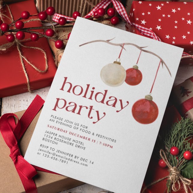Convites Festa de Férias do Natal Branco Vermelho (Criador carregado)