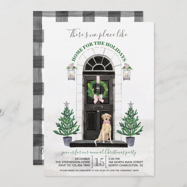 Convites Festa de Férias do Retriever do Laborador Amarelo (Frente/Verso)