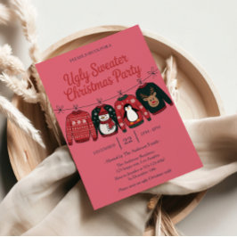 Convites Festa de Férias do Sweater Rosa Febre | Natal dive