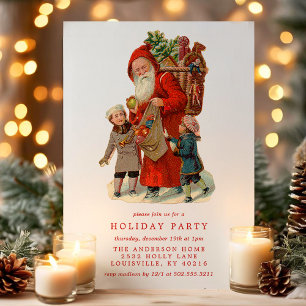 Convites Festa de Férias do Vintage Old World Santa Claus K