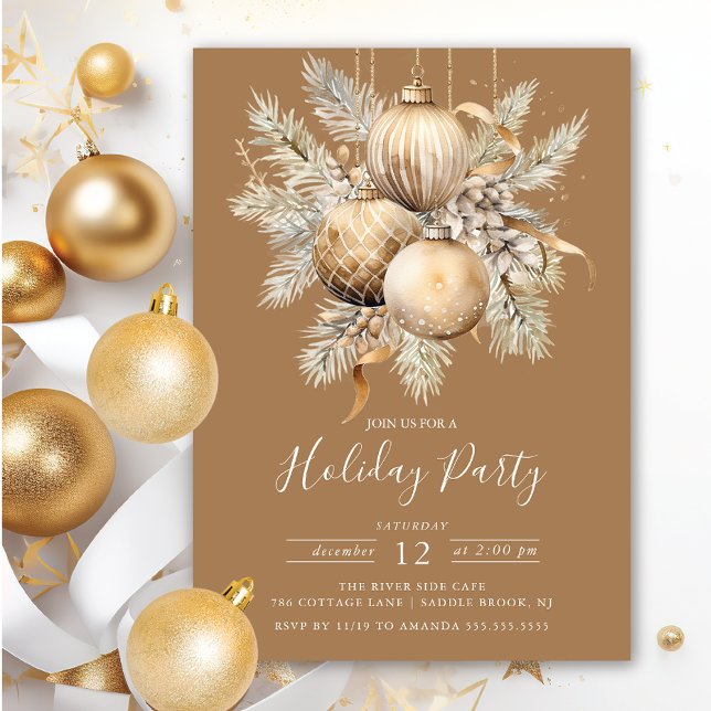 Convites Festa de Férias dos Enfeites de natal de Ouro Eleg (Criador carregado)