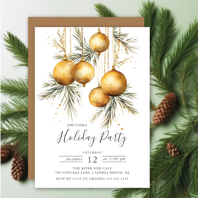 Convites Festa de Férias dos Enfeites de natal de Ouro Eleg (Criador carregado)