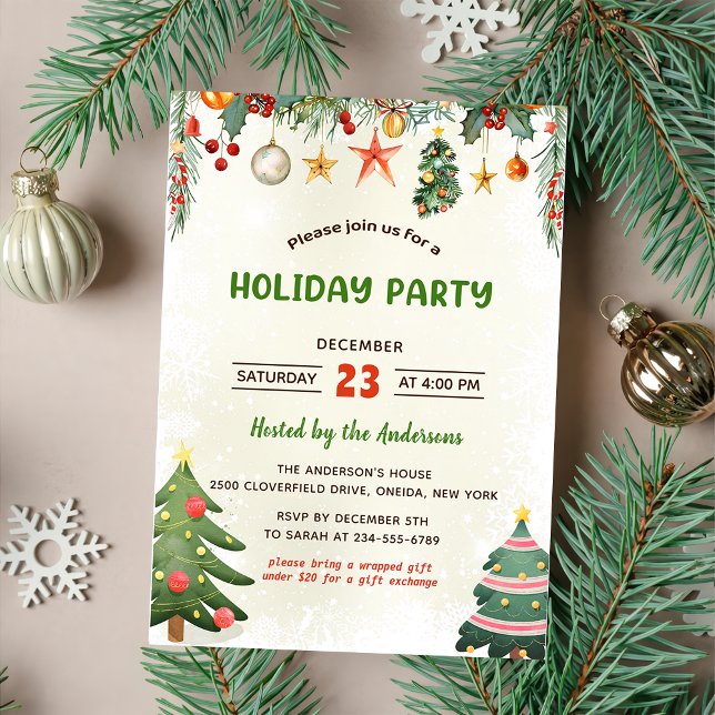 Convites Festa de Férias Enfeites de natal Greenery (Criador carregado)