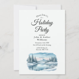 Convites Festa de Férias no Lago de Inverno Snowy Mountain