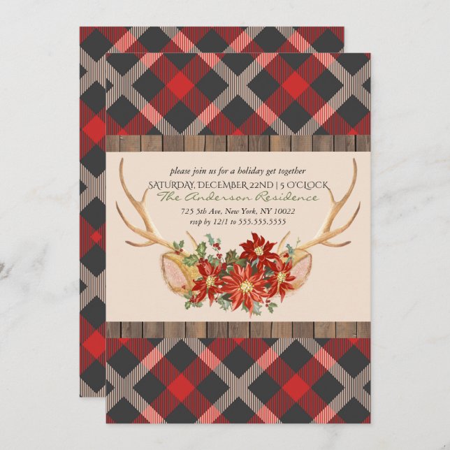 Convites Festa de Férias Oh Deer Woodland Antlers (Frente/Verso)
