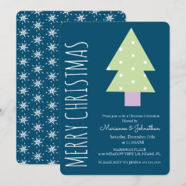 Convites Festa de Férias Rosa Verde da Árvore de Natal Mode