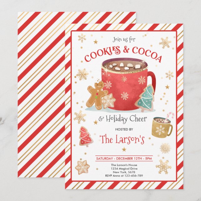 Convites Festa De Férias Vermelhas E Douradas E Férias Quen (Frente/Verso)