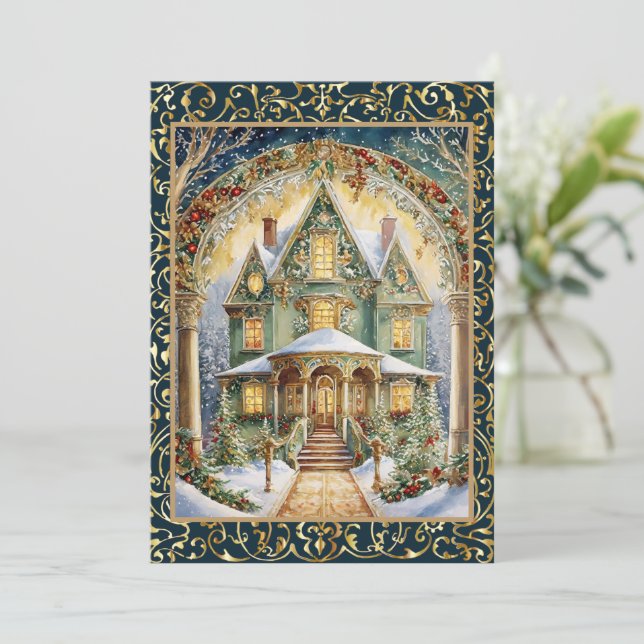 Convites Festa de Férias Vitoriana do ornamentado (Em pé/Frente)