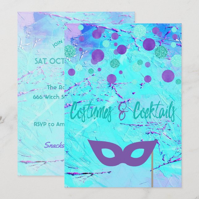 Convites Festa de Festa de Halloween e Cocktails (Frente/Verso)