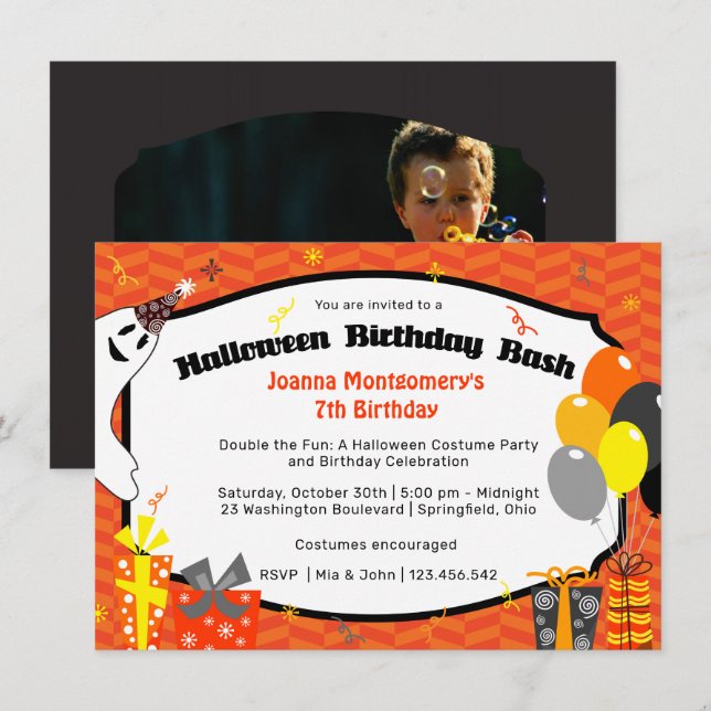 Convites Festa de Figuras de Bash de Aniversário do Dia das (Frente/Verso)