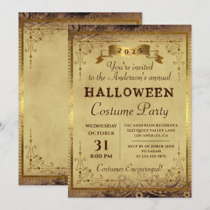 Convites Festa de Figurino Anual do Halloween Vintage Gothi