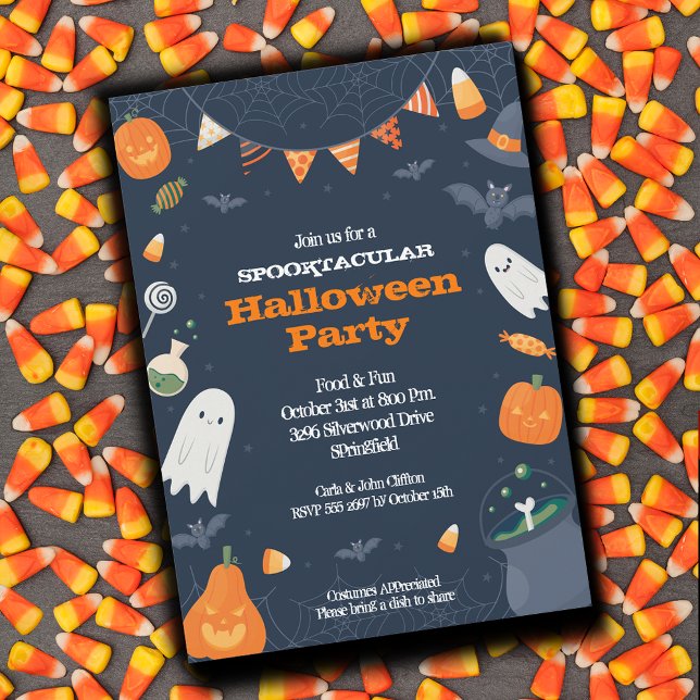 Convites Festa de Figurino de Bela Halloween (Cute Halloween Costume Party Invitations)