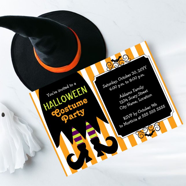 Convites Festa de Figurino de Bruxas de Halloween (A bewitching Halloween costume party invite perfect for kids and adults.)
