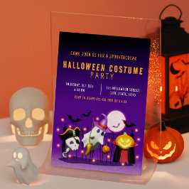 Convites Festa de Figurino de Halloween Laranja e Roxo