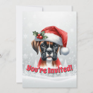 Convites Festa de Fim de Ano do Jingle Paws e Boxer Dog Joy