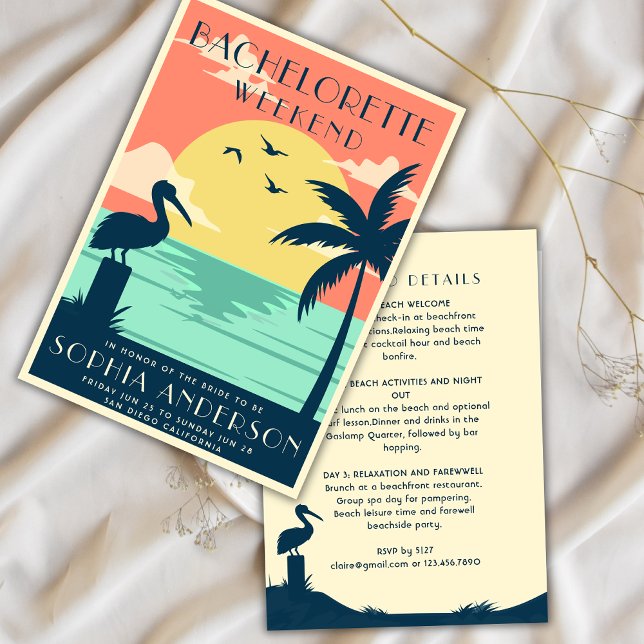 Convites Festa de Fim de Semana de Bachelorette Tropical PI (Criador carregado)
