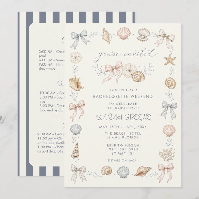 Convites Festa de Fim de Semana de Despedida de Solteira na (Frente/Verso)