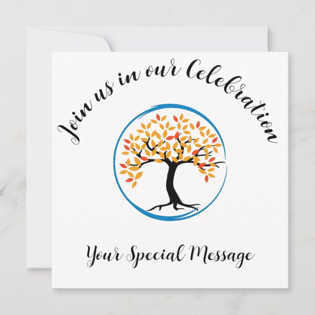 Convites Festa de Fim do Tratamento do Círculo Azul da Árvo (Frente)