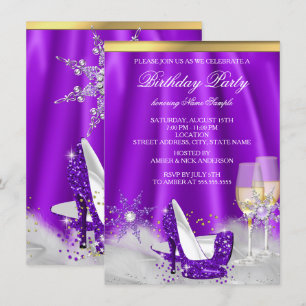 Convites Festa de Flocos de Neve Champanhe Dourado Salto Al