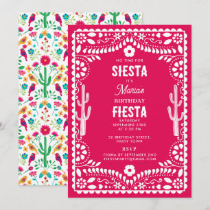 Convites Festa de Flores Tradicionais Mexicanas Rosa Aniver