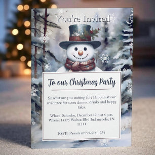 Convites Festa de Floresta de Inverno de Snowman