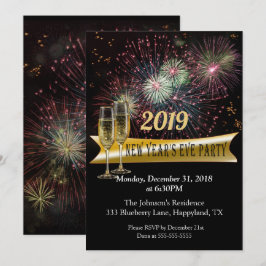 Convites Festa de Fogos de Artifício de Ano Novo