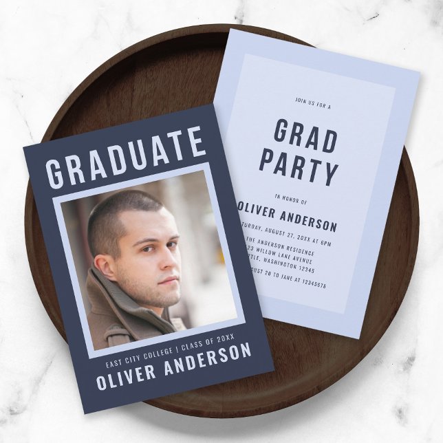 Convites Festa de Formando Azul Negrito e Formando (Criador carregado)