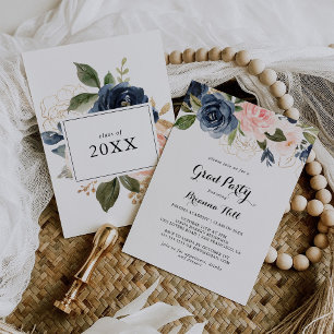 Convites Festa de Formando da Caligrafia Floral Elegante Wi