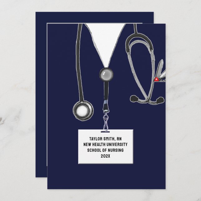 Convites Festa de Formando de Enfermagem na Escola (Frente/Verso)