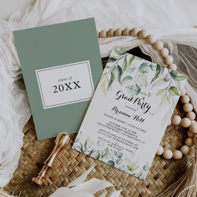 Convites Festa de Formando Eucalyptus Greenery (Criador carregado)