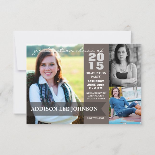 Convites Festa de formatura 2015 - Colagem de banner clássi (Frente)