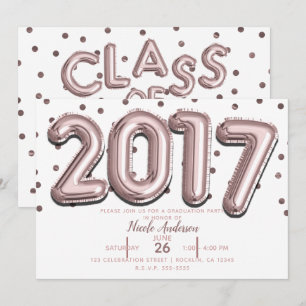 Convites FESTA DE FORMATURA 2017 Balões de Confetes Dourado