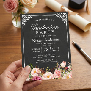 Convites Festa de formatura 2018 floral do quadro do quadro